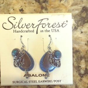 Silver Forest Abalone Earrings